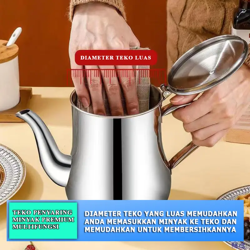 Teko Penyaring minyak /Gelas Teko Pot penyaring minyak /Teko air minum Stainless 8