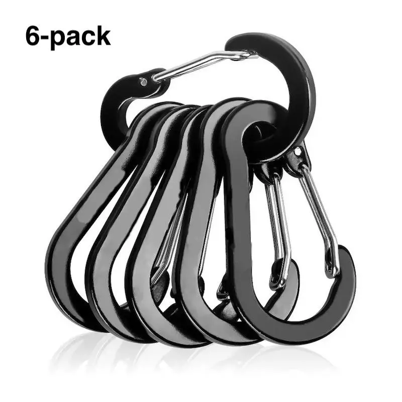 6pcs/set Stainless Steel Carabiner Buckle, Portable Hoist Wire Buckle, Mini Storage Keychain For Outdoor Hiking & Camping