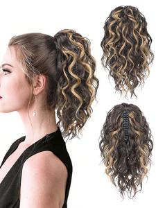 16 Inch Long Wavy Ponytail Extension, Natural Fluffy Ponytail Extension with Hair Claw, Synthetic Hairpiece for Daily & Holiday Use