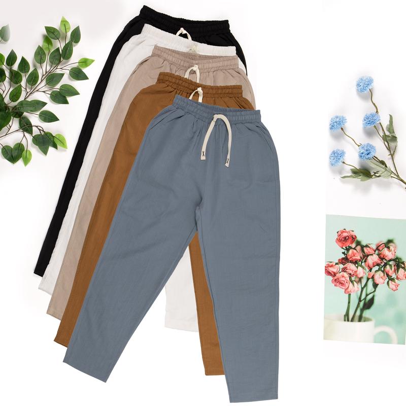 Quần baggy dây rút, vải đũi thoáng mát (Quần nữ) 9