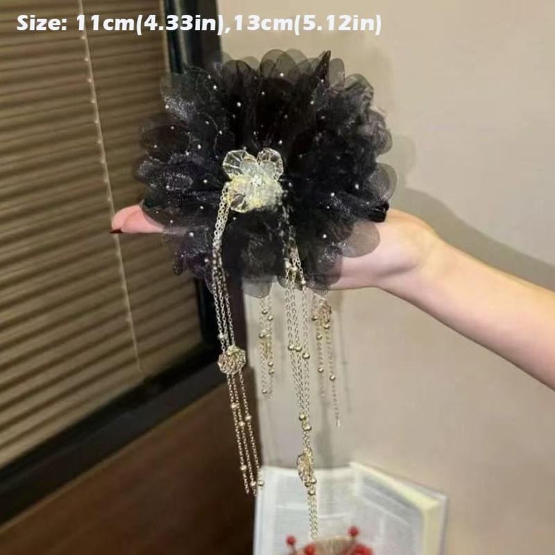 Kẹp Tóc Càng Cua, Thiết Kế Hoa Mẫu Đơn Thanh Lịch, Phụ Kiện Cài Tóc, Kẹp Tóc Tua Rua, Dành Cho Nữ 2