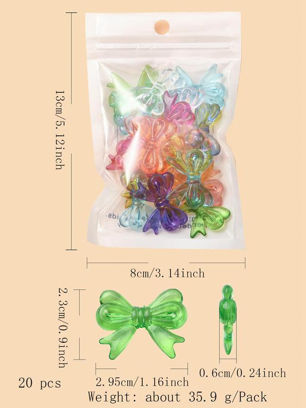 Random Color Bow Decor Beads (20pcs/bag), DIY Jewelry Making Supplies for Bracelet & Necklace, Fashion Accessories for Women & Girls 1