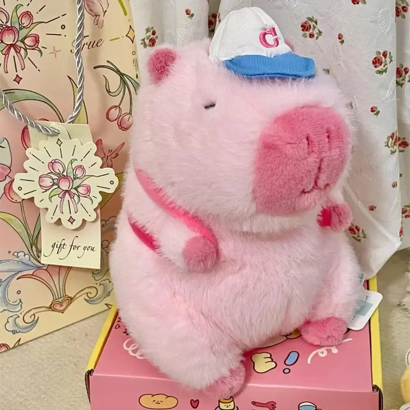 Gấu Bông Capybara Màu Hồng Dễ Thương Đeo Ba Lô nhập khẩu cao cấp ( tem hãng ) chuẩn hàng quảng châu Thú Bông Đồ Chơi Thú Nhồi Bông Toy Voi 5