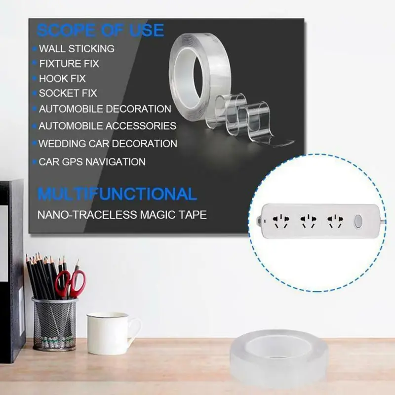 Keo Siêu Dính, Nano Mạnh, Hai Mặt, Không để lại dấu vết, Keo Siêu Bền, 1 Cái, Sử Dụng Băng Nano 5