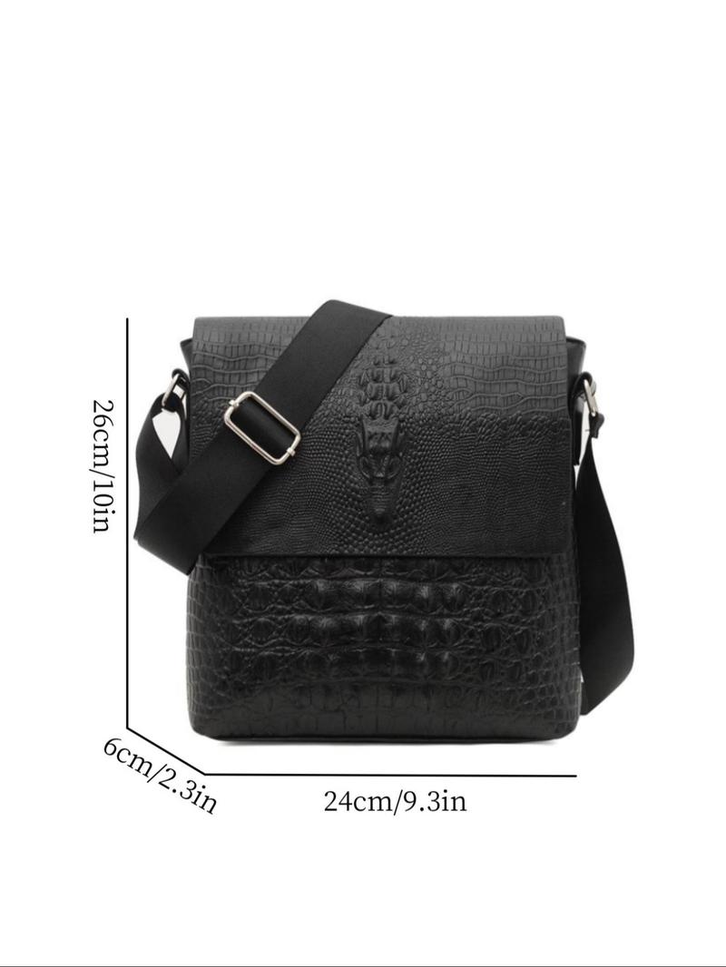 Product Introduction of Men's Casual Crocodile Embossed PU Leather Crossbody Bag 6