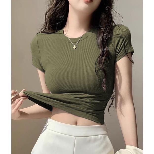 Áo cropttop tay ngắn body siêu quyến rũ ( nhiều màu thun gân) 5