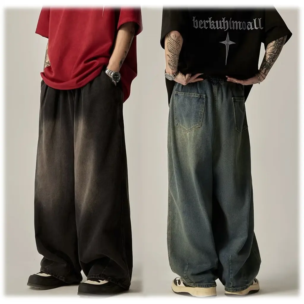 Quần Jean Ống Rộng, Phong Cách Đường Phố Cổ Điển Nhật Bản Và Mỹ Dáng Suông, Dành Cho Nam Menswear Pants