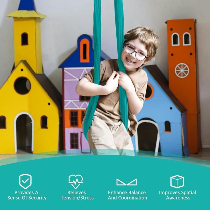 Product Introduction of Portable Elastic Kid Swing Soft Washable Hammock Swing Breathable 150x280cm Home Hanging Swing Indoor 14