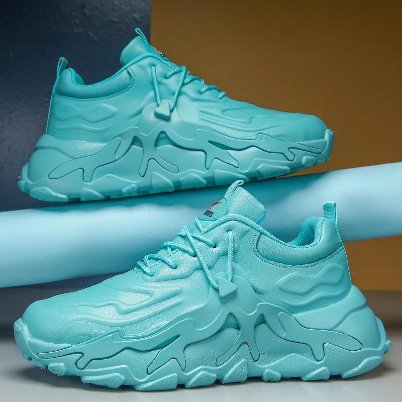 Customization Men Fashion Casual Sports Sneakers Lightweight Leather Thick Sole Blank Running Walking Shoes for Women Closed Trainers_voghion.com