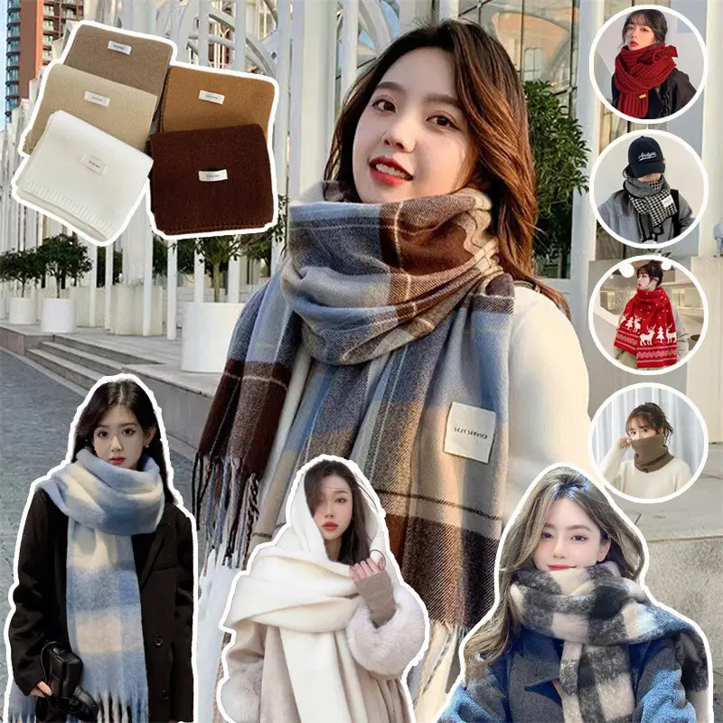Cashmere Fashion Women Scarf Thick Shawl Tassel Long Blanket Scarves Unisex Winter Scarf Warm
