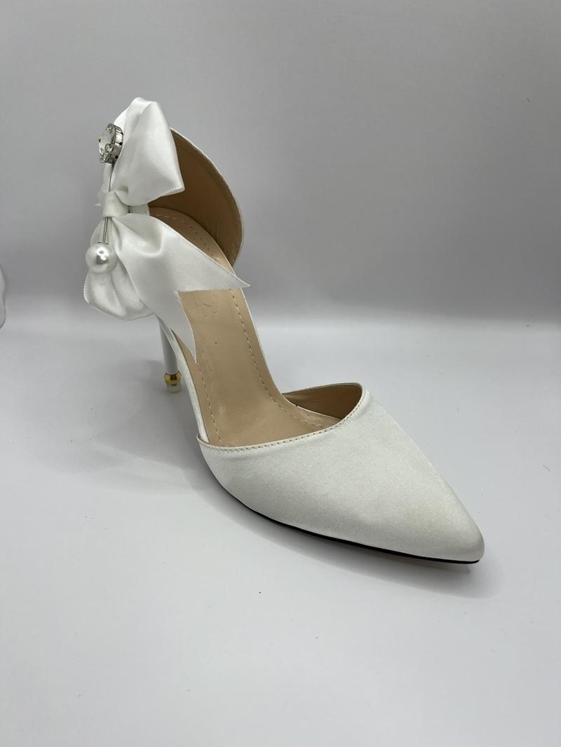 Product Introduction of N53 Giày cao gót gắn nơ lụa xoàn chéo , gót ngọc cao 9cm Shoes Nữ ( lùi 1sz ) 21