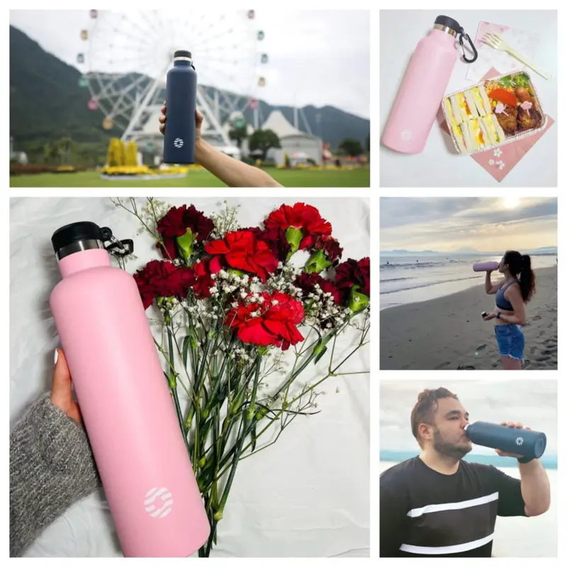 FJbottle - Botol Minum Tumbler Olahraga Stainless Steel 1Liter Dengan Gantungan Free Sikat dan Tas Botol 6