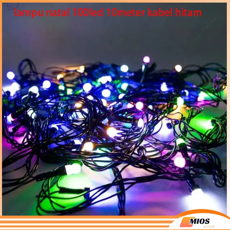 (COD)17 Agustus Had Nasional/Bendera Indonesia/Lampu Hias/Lampu hias bendara had  nasional/Lampu Hias Had Nasional Murah/Lampu Natal LED / Lampu Tumblr / Twinkle Light /Lampu Dekorasi Hias/LAMPU TUMBLR NATAL KABEL HITAM WARNA RAINBOW 7 WARNA 10M Hiasan