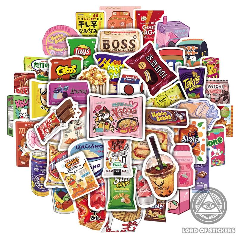  Set 50 Hình Dán Sticker Đồ Ăn Cute Graffiti Chống Thấm Nước Trang Trí Mũ Nón Bảo Hiểm Laptop Ván Trượt Bình Nước Xe Sổ 