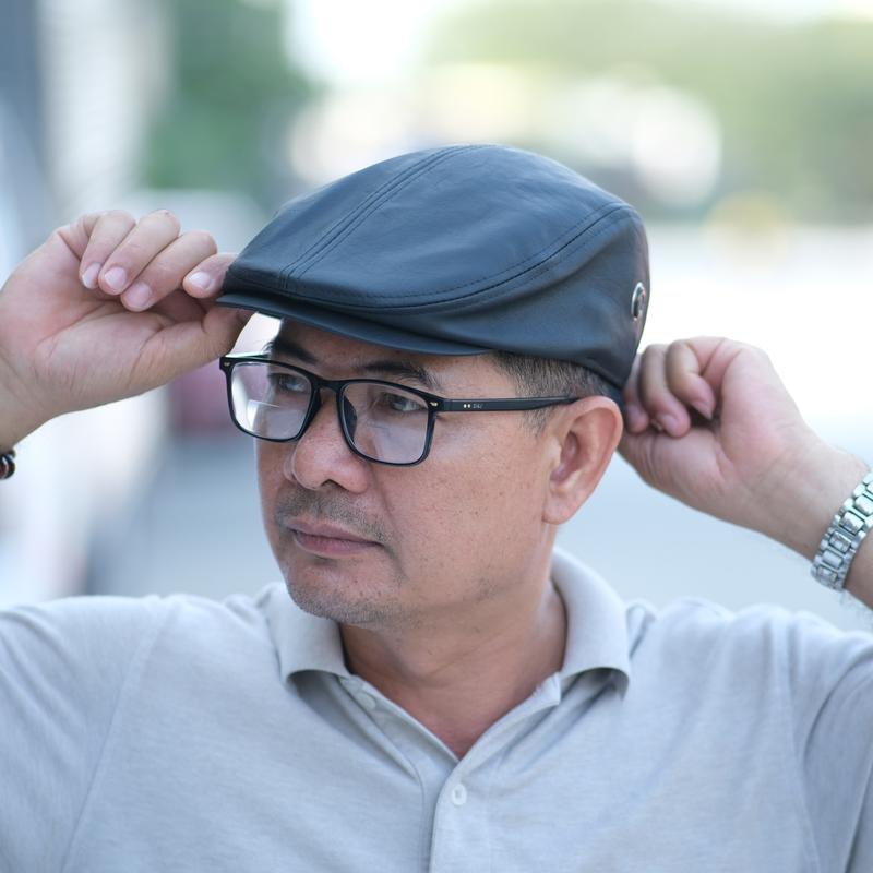 [C35]Mũ Nồi Nam Nón Beret Da Mỏ Vịt Nam Màu Đen Thêu Nổi Có Sò Thông Gió Thoáng Mát Form Mềm Thời Trang Cao Cấp Vừa Mọi Đầu mũ nồi