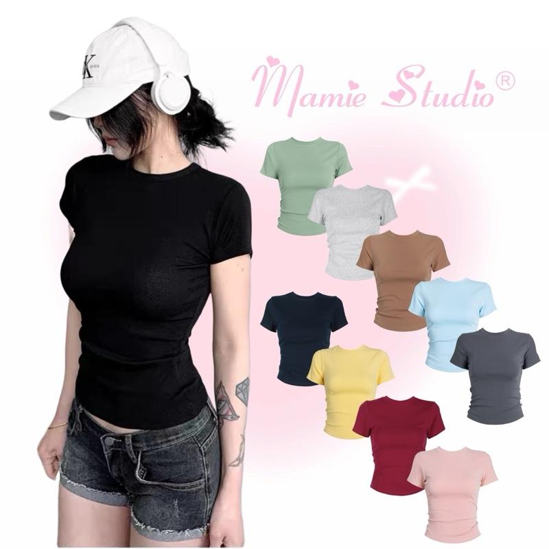 MaMie Studio - Áo thun trơn form ôm body cho nữ, baby tee đủ màu chất cotton co giãn thoải mái.