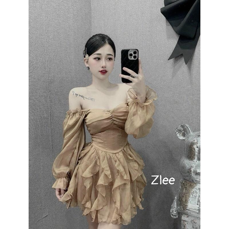 váy tơ cúp ngưc tay dài siêu xinh 4