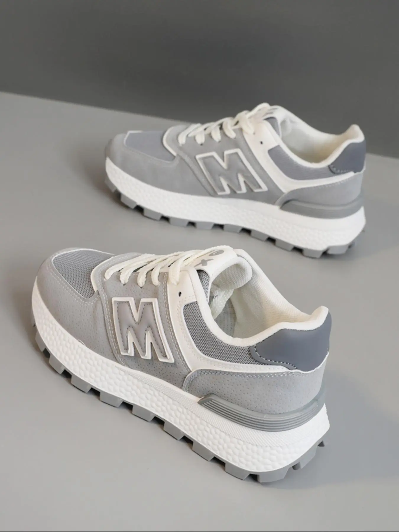 Women's Fashionable Plain Color Lace Up Platform Sneakers, Casual Comfortable Sports Shoes for Daily Wear, All-match Round Toe Shoes for Women