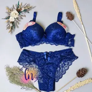 Bra Set Import Pakaian Dalam Wanita Bra + CD Setelan Wanita Renda Motif Bunga Bh Bra Dan Cd Import Busa