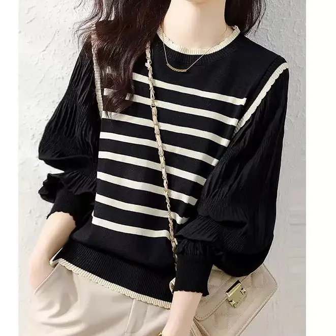 FLIDA - D28 atasan rajut wanita lengan balon panjang Korean Style - Remaja, Baju - Putih - Knitwear Tanga 6