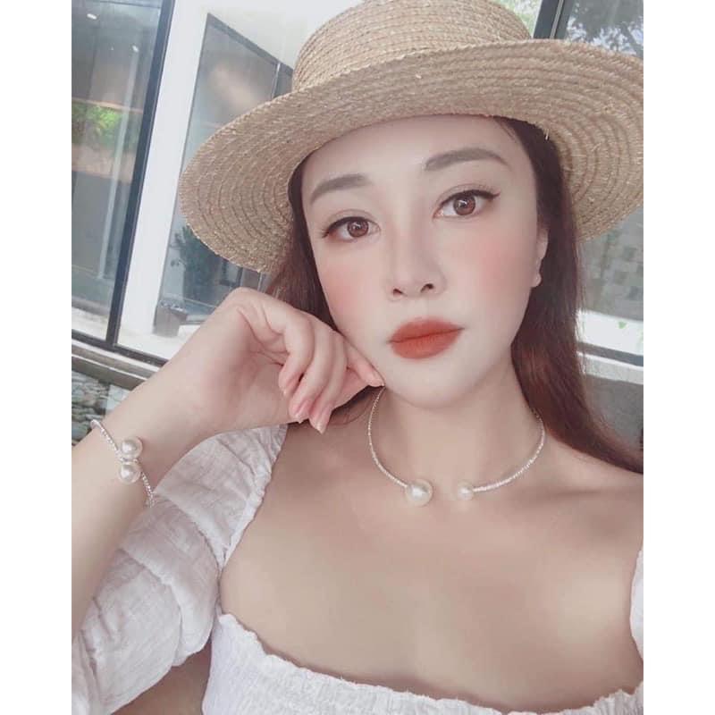 ( Mua 1 Tặng 1) MUA 1 Vòng cổ Đính đá Tăg 1 vòng tay Sang Trọng Hàn Quốc thanh lịch Mino accessory Women Trang Sức Khuyên Tai Hoa Tai ns1m 4