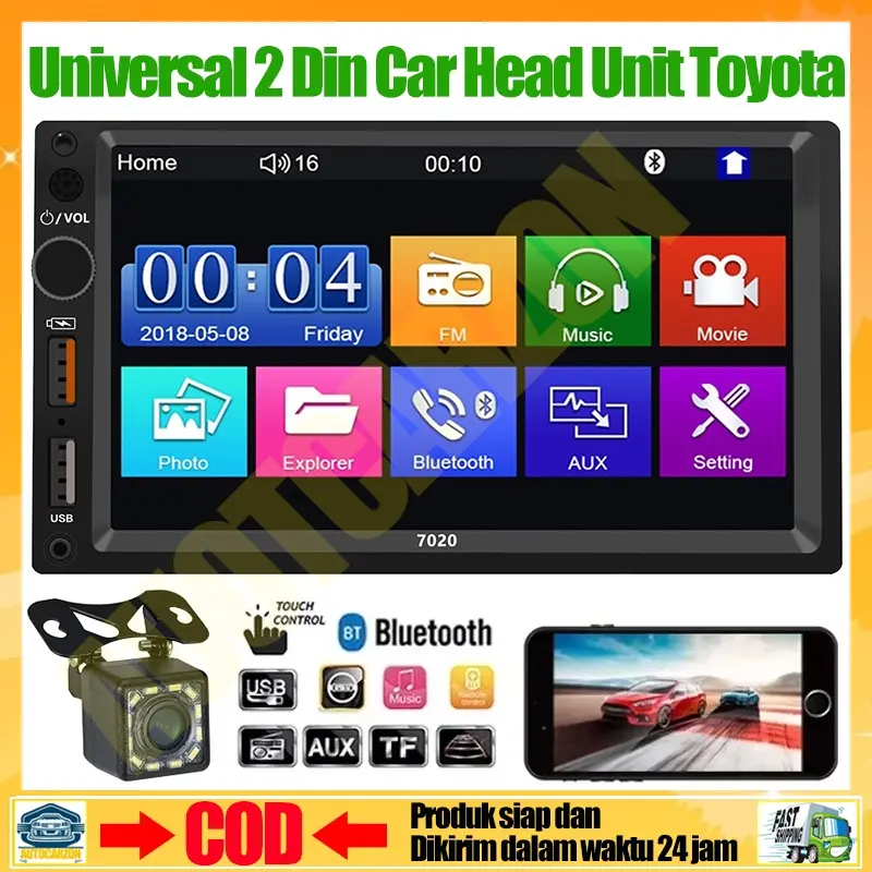 7 Inci Head Unit 7020 Universal 2 Din Mobil Audio Player Layar Sentuh Stereo Mobil MP5 Player Bluetooth Touchscreen Mobil MP5 Multimedia Player Layar Sentuh Stereo HD Dengan TV Dukungan Bluetooth Radio FM/USB/Kartu TF Fungsi Car 0