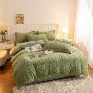 冬ミルクベルベット 4 ピースベッドタフベルベットシーツ太いボックスシーツ 3 ピースベッドカバー 4 ピース両面ベルベット