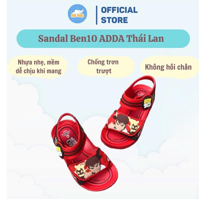 Dép Sandal Ben10 ADDA Thái Lan Cho Bé Trai Thiết Kế Chắc Chắn,Êm Nhẹ, Bền Bỉ, Chống Trơn Trượt Tốt, Quai Dán Dễ Sử Dụng Không Hôi Chân-Form Nhỏ Voi Kem