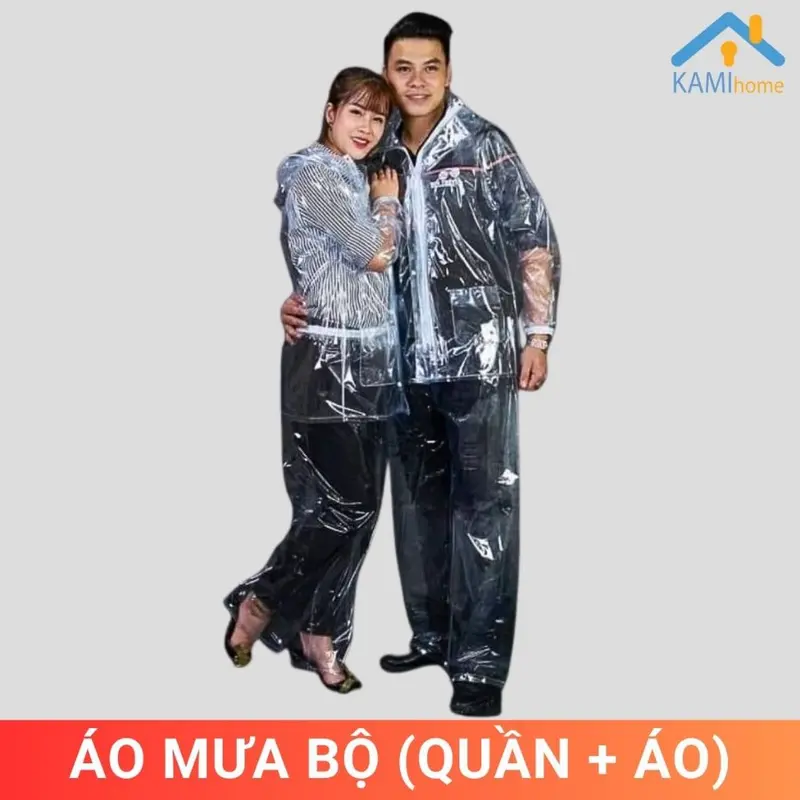 Áo đi mưa và chống gió trong suốt loại Bộ gồm: Quần + Áo đi xe máy hoặc đi bộ mã 79003 8