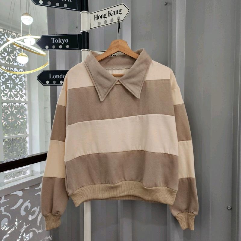 SWEATER KERAH BELANG WANITA OVERSIZE - SWEATER COLLAR KOREAN STYLE- CREWNECK WANITA OVERSIZE 4