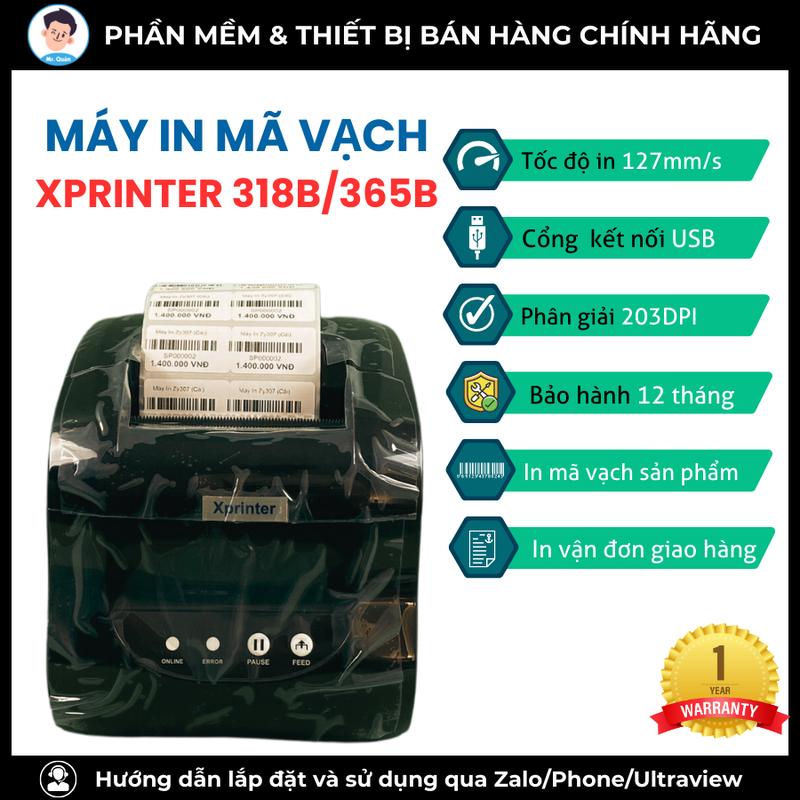 GIÁ XẢ KHO MÁY IN TEM NHÃN MÃ VẠCH XPRINTER 365B USB+ LAN - MÁY 2 TÍNH NĂNG IN BILL- IN VÃ VẠCH