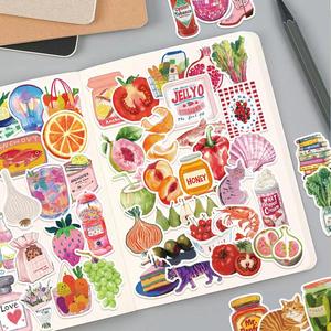 Serie de Pegatinas de Pintura al Óleo Vintage, 50 piezas/set de Pegatinas Retro de Comestibles, Pegatina Decorativa para Scrapbook, Diario, Cuaderno, Botella de Agua, Coche