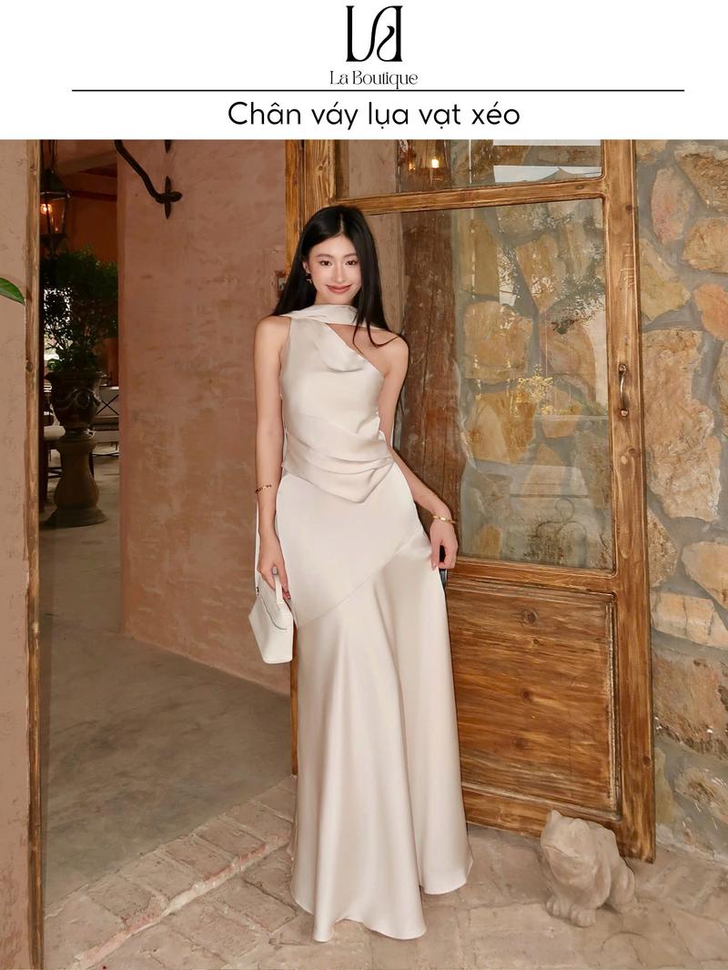 Product Introduction of La Boutique - Chân Váy Vạt Xéo Lụa Đanh Cao Cấp Nữ 1