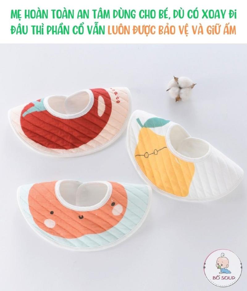 Product Introduction of Set 3 yếm tròn xoay 360 độ Heepte dày dặn thấm hút tốt, họa tiết hình ngộ nghĩnh 3