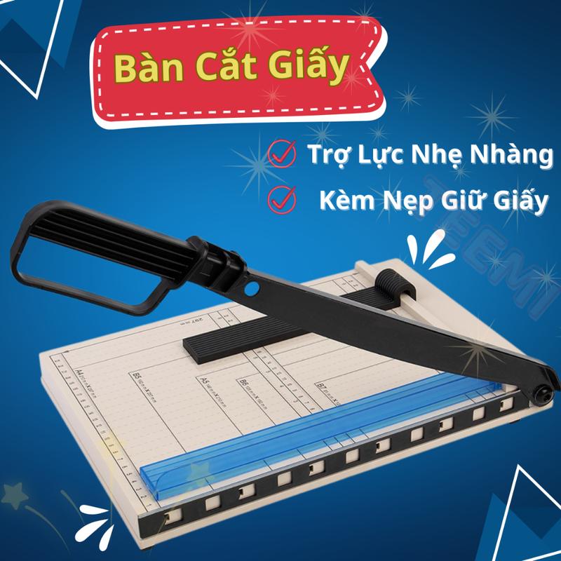  Bàn Cắt Giấy A4 Trợ Lực Lưỡi Dao Thép Độ Bền Cao Có Nẹp Giữ Giấy Chống Lệch Hiệu Quả 