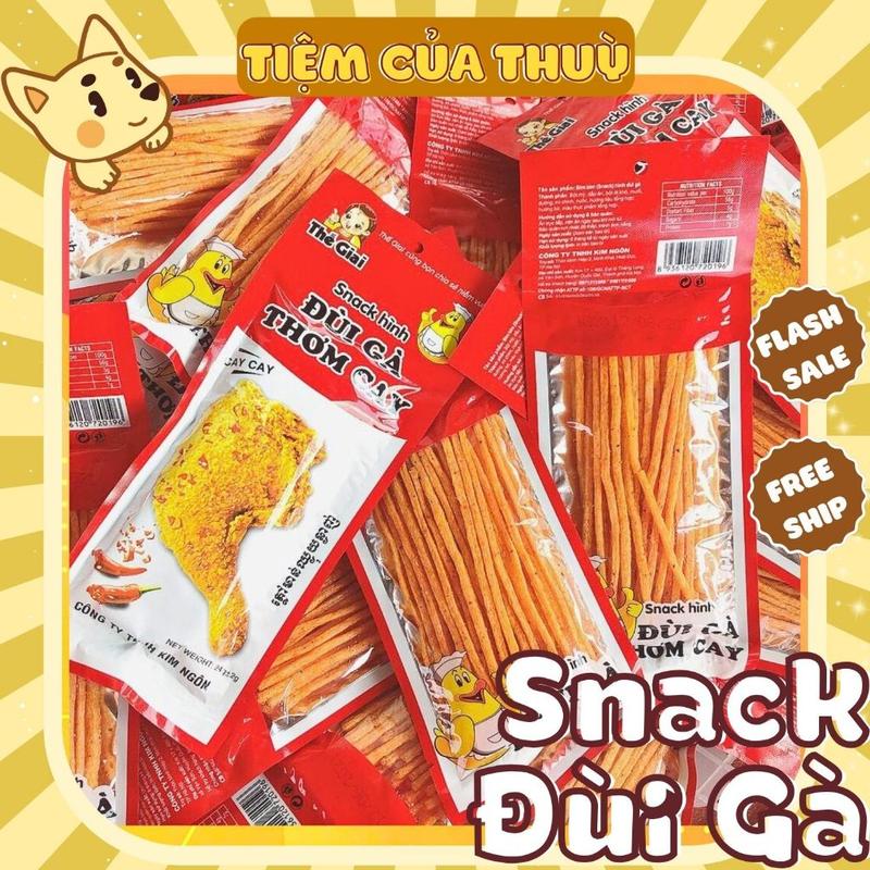 5 Gói Snack Hình Đùi Gà Thơm Cay, Tăm Cay, Que Cay, đồ ăn vặt tuổi thơ