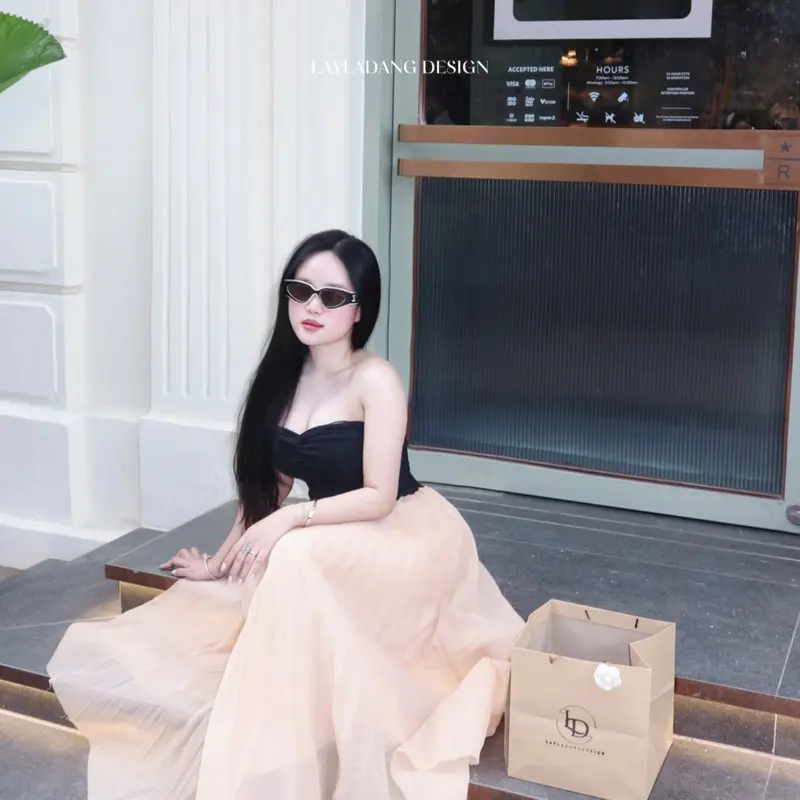 SET ÁO CÚP NGỰC XOẮN MIX CHÂN VÁY XẾP LY CAO CẤP LAYLADANG DESIGN