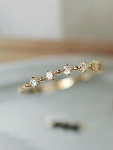 Anillo de promesa apilable decorado con diamantes de imitación, elegante anillo de compromiso nupcial, regalo de joyería para mujeres, joyería casual para fiestas, decoración de ropa diaria