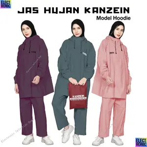 TERBARU JAS HUJAN MODEL HOODIE PRIA WANITA DEWASA BAHAN TEBAL PVC 025