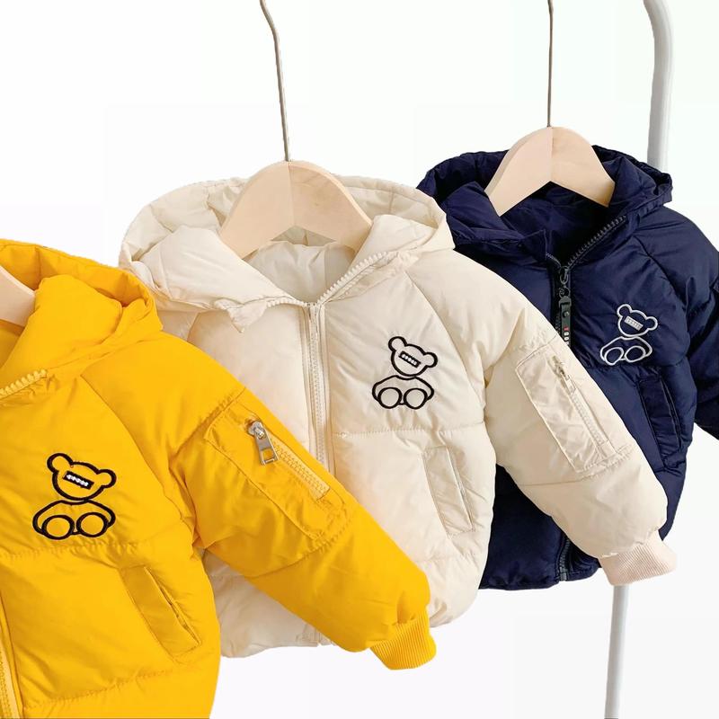 Áo Khoác mùa đông Cho Bé Áo phao thêu gấu trần bông đáng yêu bé trai bé gái từ 7-27Kg Ôm gọn