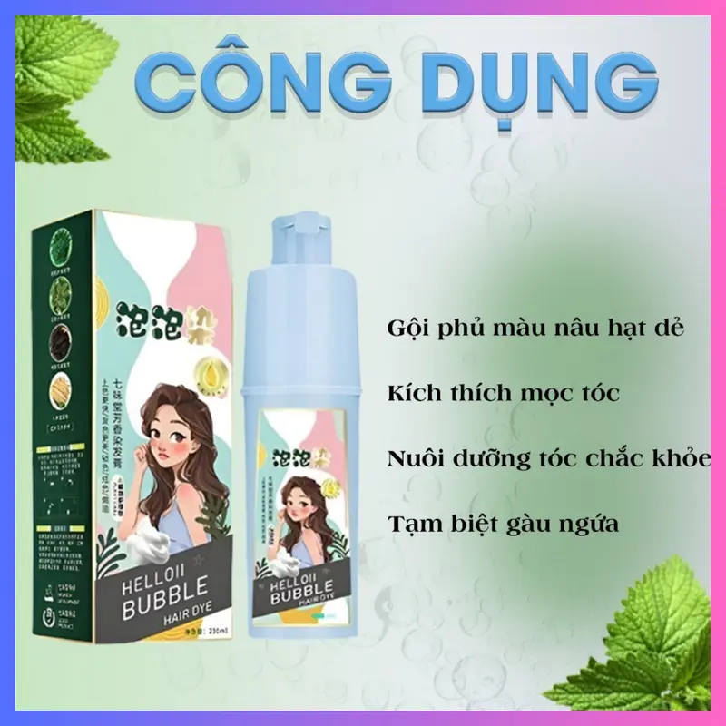 AITALY-Dầu gội phủ màu(phủ bạc) HELOII BUBBLE dành cho tóc bạc-AITALY Nhuộm Tóc Đổi Màu Tóc 7