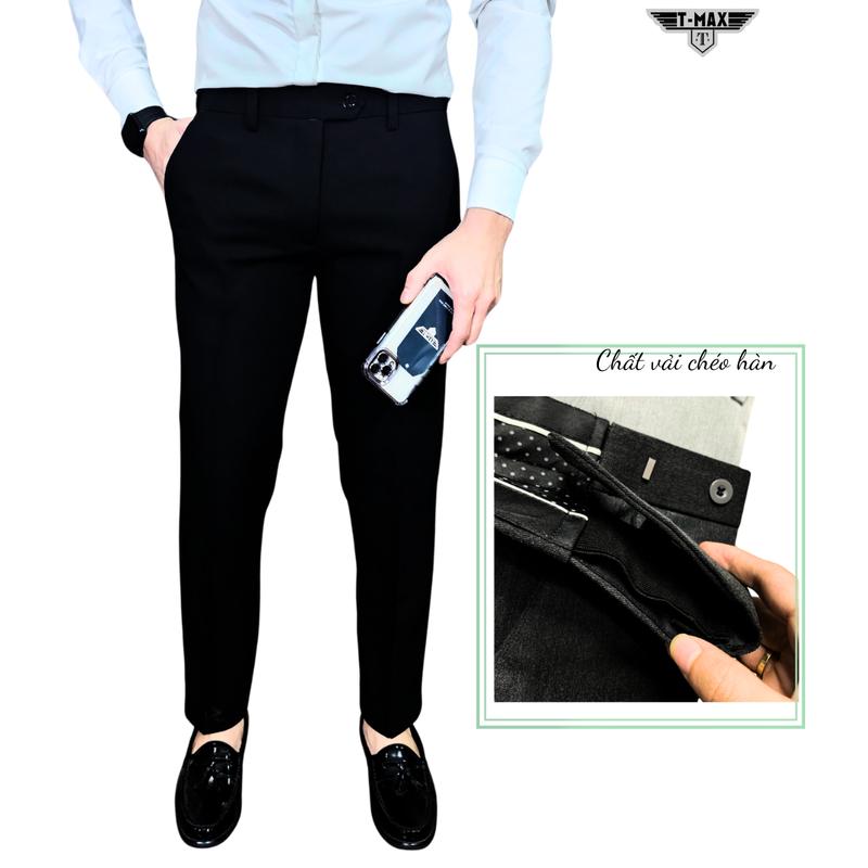Quần âu tăng cạp chun ẩn Ôm gọn Vải chéo hàn ống côn from slimfit Menswear Pants Ong quầntây nam