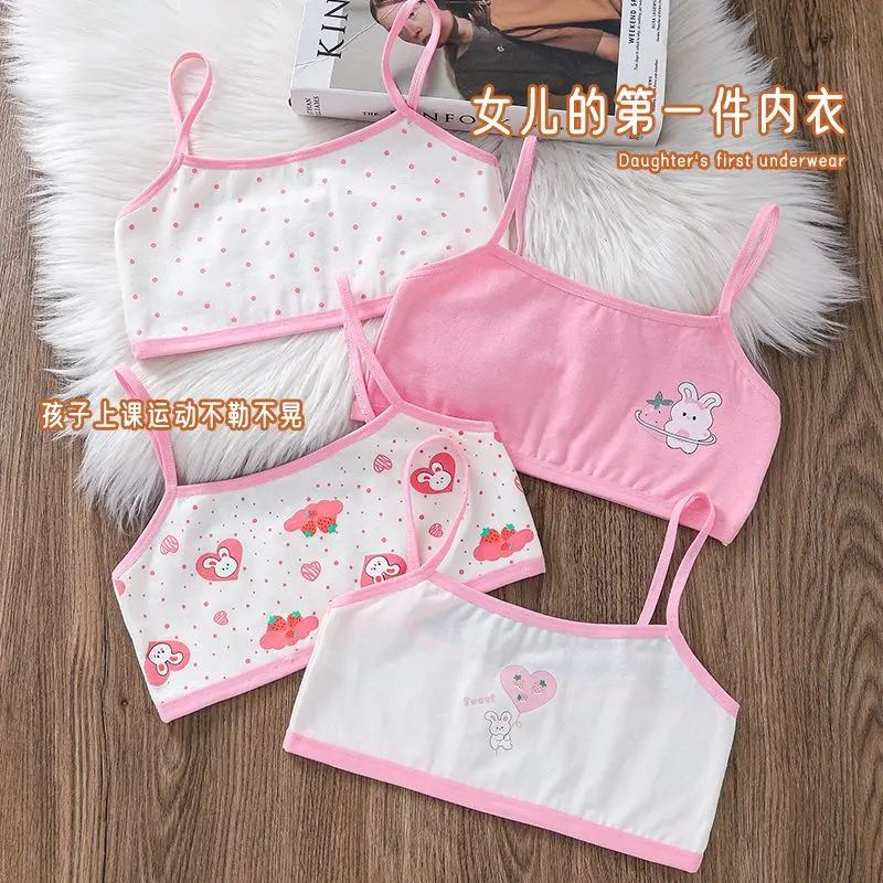 Áo Vest Hai Dây Cotton Nguyên Chất, Thoáng Khí, Cho Bé Gái Trong Thời Kỳ Phát Triển, Đồ Lót Cho Bé Gái, Thích Hợp Cho Bé Gái 7-8-9-10, Áo Ống Học Sinh Bé Gái 2