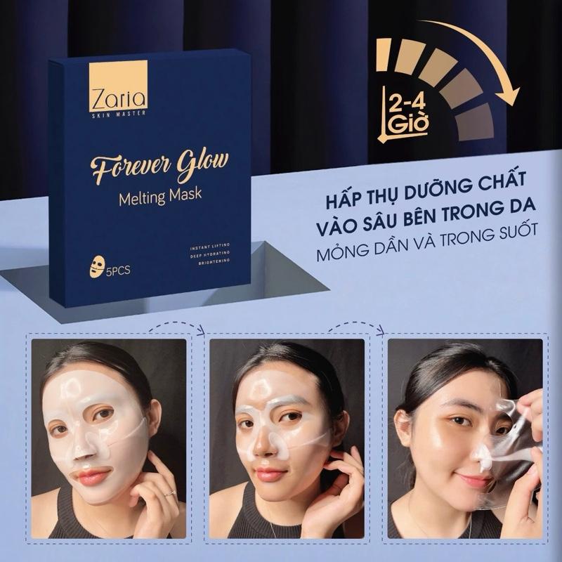 Mặt Nạ Thạch Tan Chảy Cấp Dưỡng Trắng Trẻ Hóa Da Căng Bóng Zaria Forever Glow Melting Mask Hộp 5 Miếng Làm Đẹp Da Skincare Cosmetics Dưỡng Ẩm Da