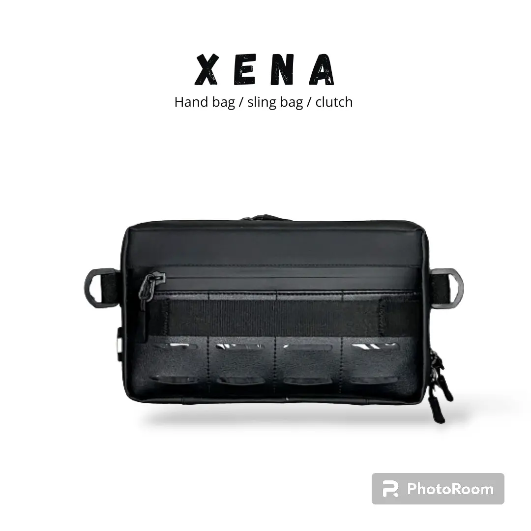Tas Selempang Pria Anti Air Clutch Sling bag Handbag cowok Premium LABBIO XENA Hitam Waistbag