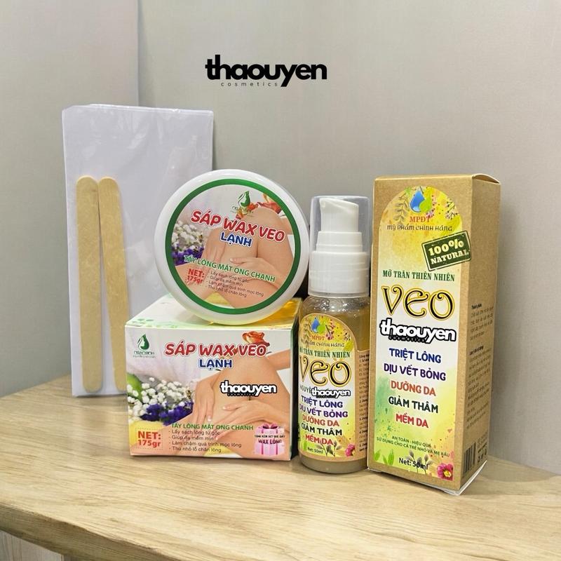  Sáp Wax Veo Lạnh Và Mỡ Trăn Veo Kèm Giấy Wax Và Que Gỗ tẩy lông 