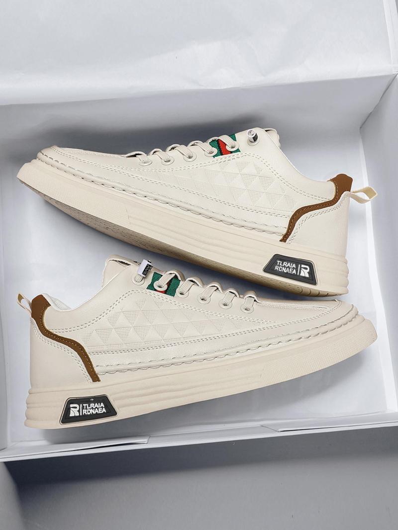 Product Introduction of Men's Casual Low Top Lace up Skate Sneakers As Gift, Fashionable PU Leather Comfortable Sports Shoes, Male Round Toe Shoes for Daily Used Closed Trainer 18