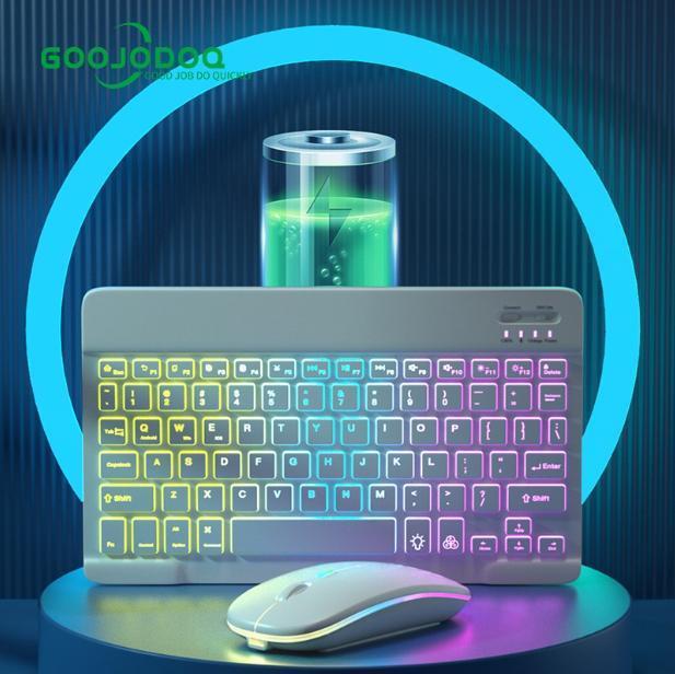 【GOOJODOQ*KOC KOL 10 Inch Bluetooth Bàn phím chuột Bàn phím máy tính xách tay có đèn LED không hỗ trợ chơi game trên điện thoại