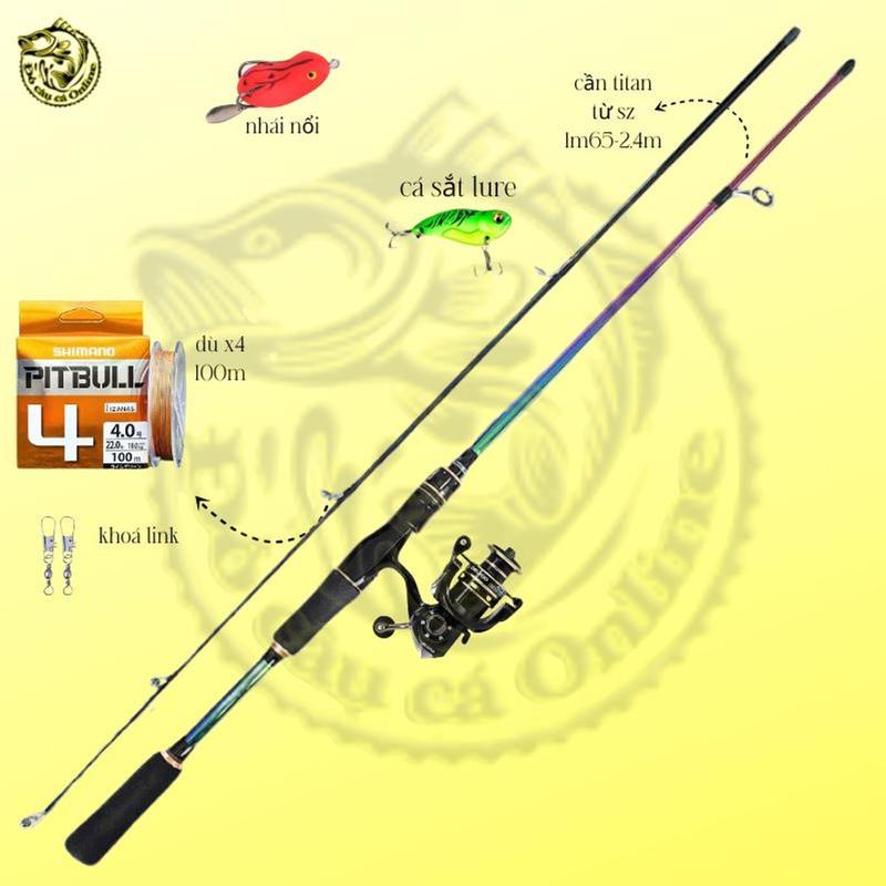 Combo Cần Lure Titan Máy AC  Kèm Dù Pitpull X4 Cam Và Phụ Kiện Tặng Kèm Hấp Dẫn Câu Cá Fishing