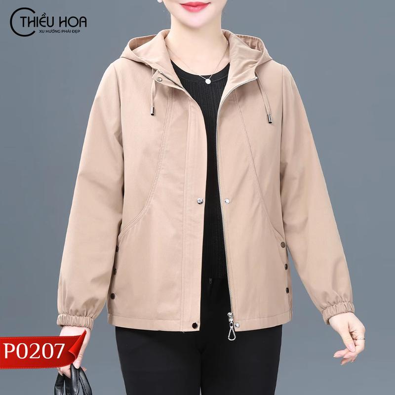 Áo khoác Kaki Nữ Trung Niên Cao Cấp Sang Trọng tặng mẹ thương hiệu Thiều Hoa AK4P0207 Jacket Top Women Có Túi